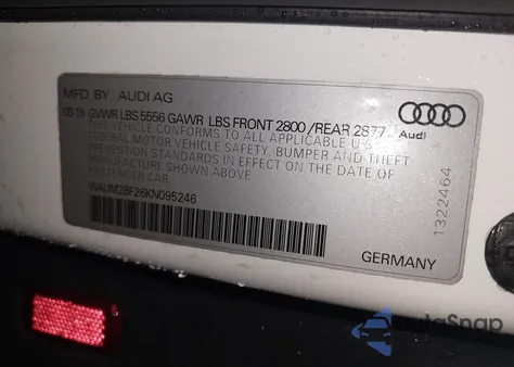 2019 Audi A6 55 Premium из США, поврежденный, VIN WAUM2BF26KN095246